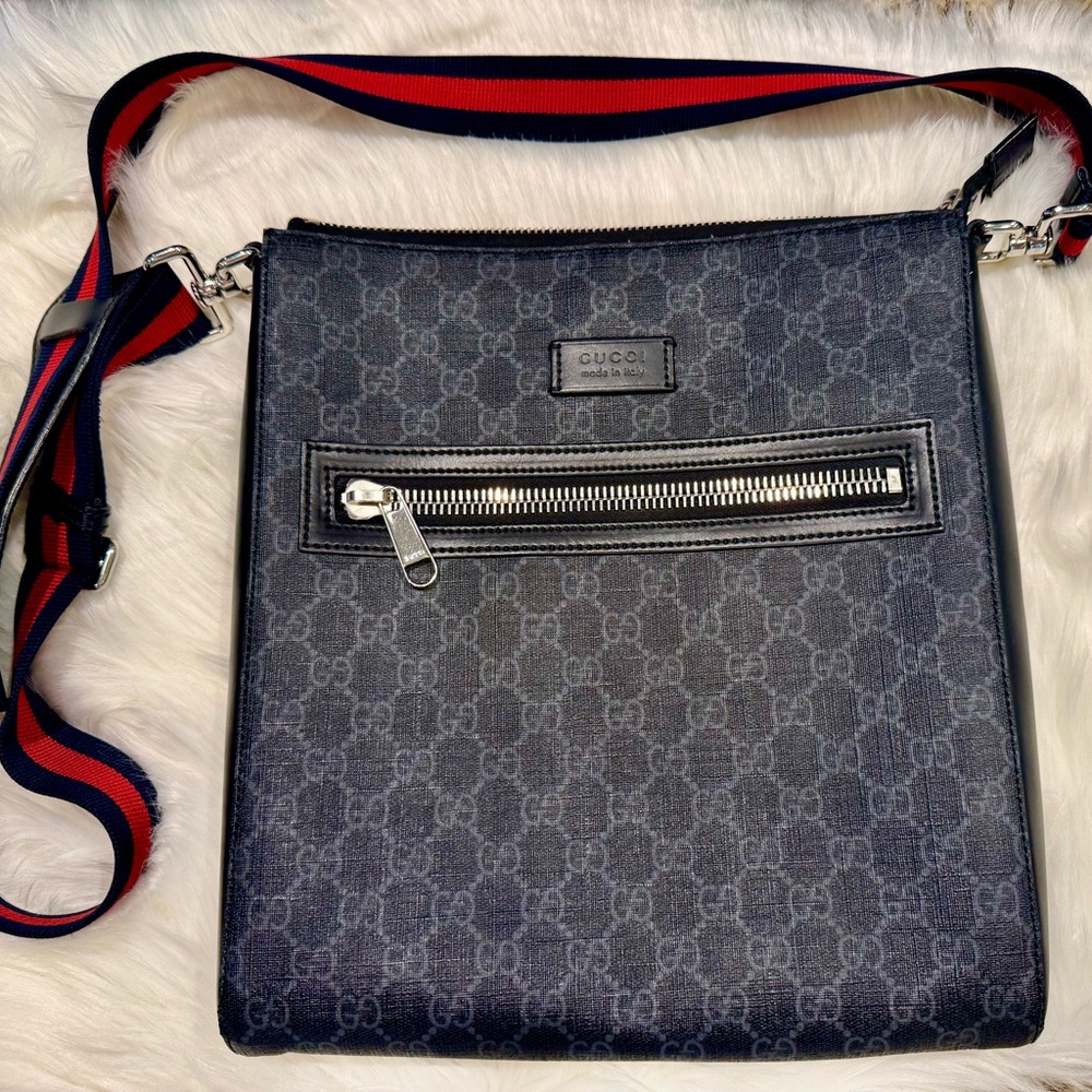 Gucci Gray and Black Messenger Bag